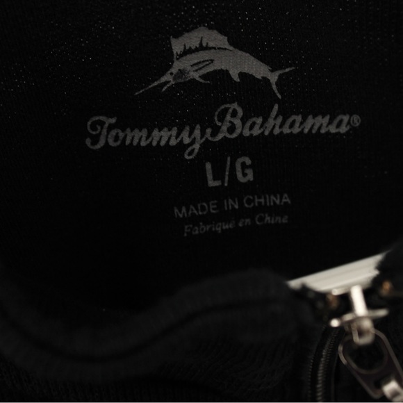 TOMMY BAHAMAS Quarter Zip Jacket Black Blue Size Large - Picture 8 of 12